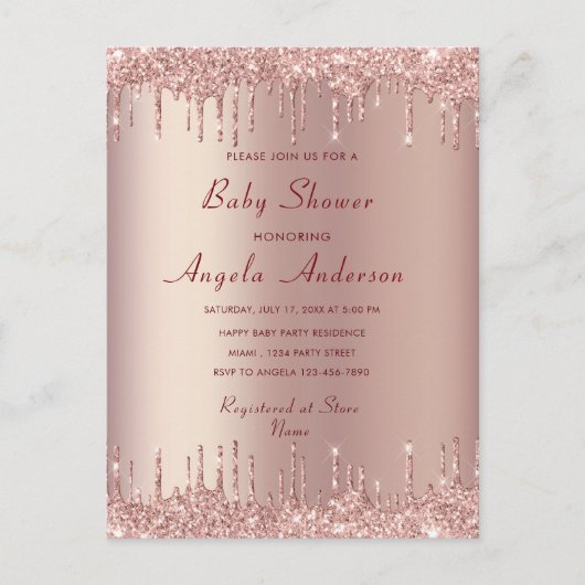Roos Gold Blush Drivers grafisch Baby shower uitno Briefkaart (Voorkant)