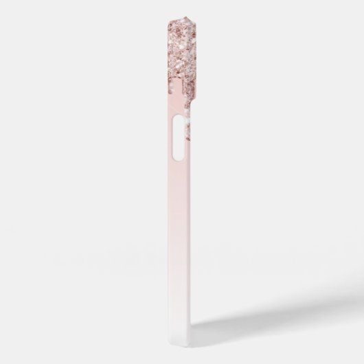 Roos Gold Blush Druppels Monogram Naam Case-Mate iPhone Case (Achterkant / Rechts)