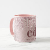 Roos Gold Blush Druppels Monogram Naam Mok (Voorkant links)