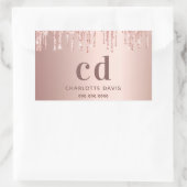 Roos Gold Blush Druppels Naam Rechthoekige Sticker (Tas)