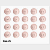 Roos Gold Blush Druppels Naam Ronde Sticker (Vel)