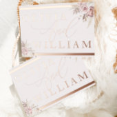 Roos Gold Blush Dusty Roos Pink Floral Wedding Folie Uitnodiging