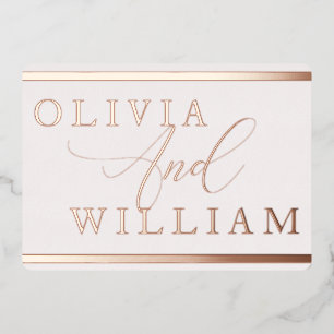 Roos Gold & Blush Elegant modern huwelijk Folie Uitnodiging