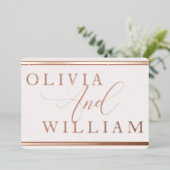 Roos Gold & Blush Elegant modern huwelijk Folie Uitnodiging (Staand Voorkant)