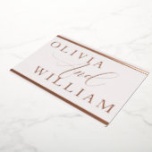 Roos Gold & Blush Elegant modern huwelijk Folie Uitnodiging (Gedraaid)