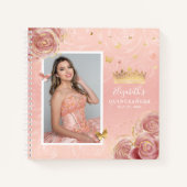 Roos Gold Blush Elegant Photo Quinceanera Guest Notitieboek (Voorkant)