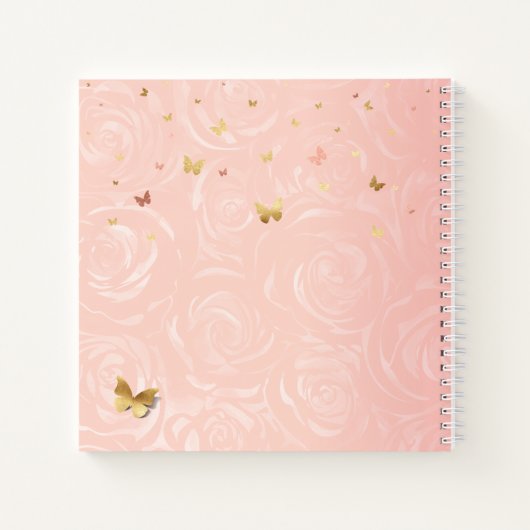 Roos Gold Blush Elegant Photo Quinceanera Guest Notitieboek (Achterkant)