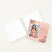 Roos Gold Blush Elegant Photo Quinceanera Guest Notitieboek (Binnen)