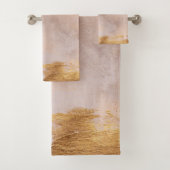 Roos Gold Blush en Gold Texture Bad Handdoek (Insitu)