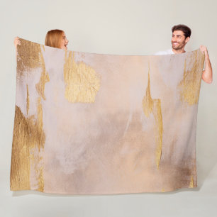 Roos Gold Blush en Gold Texture Fleece Deken