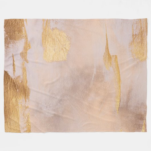 Roos Gold Blush en Gold Texture Fleece Deken (Voorkant (Horizontaal))