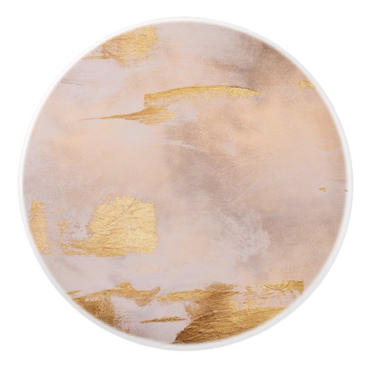 Roos Gold Blush en Gold Texture Keramische Knop (Voorkant)