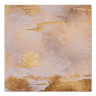 Roos Gold Blush en Gold Texture Perfect Poster