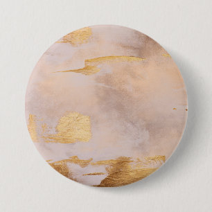 Roos Gold Blush en Gold Texture Ronde Button 7,6 Cm