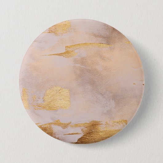 Roos Gold Blush en Gold Texture Ronde Button 7,6 Cm (Voorkant)