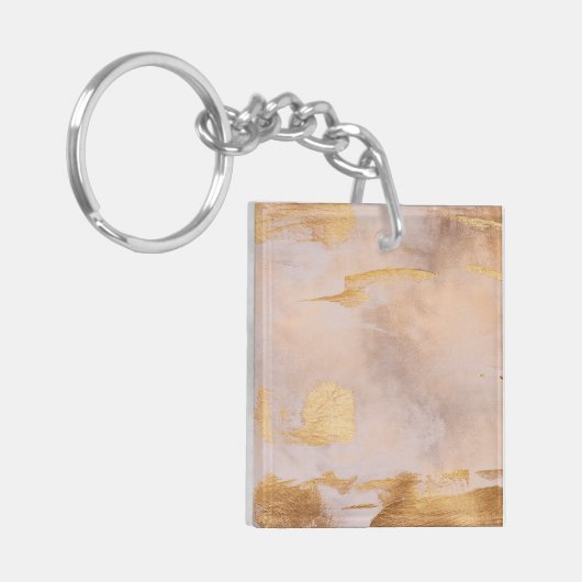 Roos Gold Blush en Gold Texture Sleutelhanger (Voorkant Links)