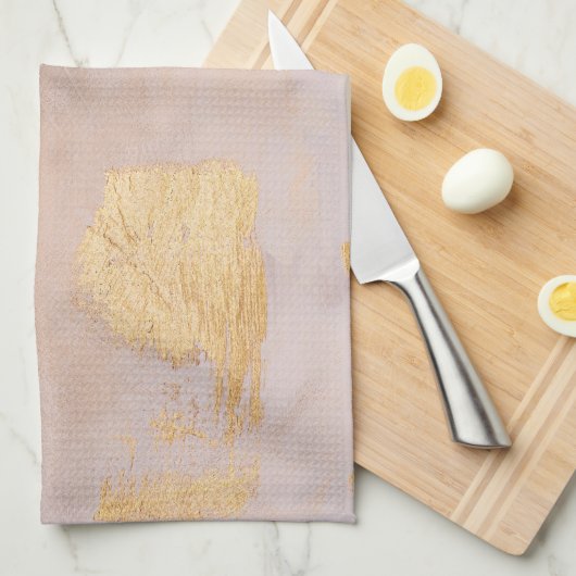 Roos Gold Blush en Gold Texture Theedoek (Quarter Fold)