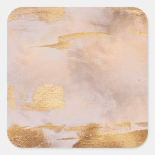 Roos Gold Blush en Gold Texture Vierkante Sticker