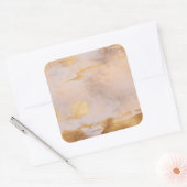 Roos Gold Blush en Gold Texture Vierkante Sticker (Envelop)