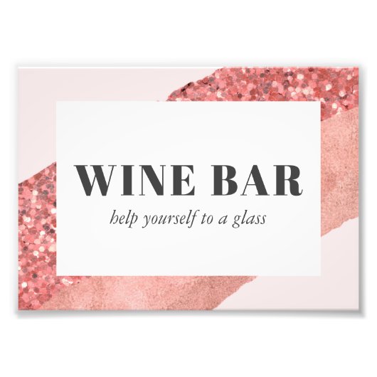 Roos Gold, Blush en Sequin Wine Bar Foto Afdruk (Voorkant)