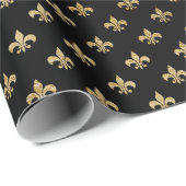 Roos Gold Blush Fior de Lis Black Royal Paris Cadeaupapier (Rol Hoek)