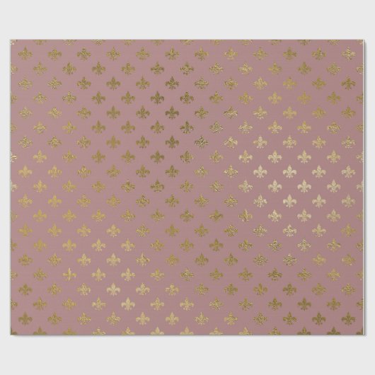 Roos Gold Blush Fior de Lis Gold Mauve Lila Cadeaupapier (Vlak)