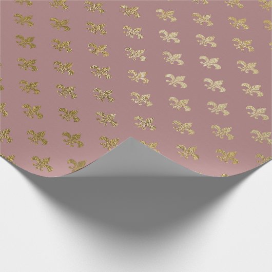 Roos Gold Blush Fior de Lis Gold Mauve Lila Cadeaupapier (Hoek)