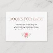 Roos Gold Blush Floral Baby shower Insteekkaart Informatiekaartje (Voorkant)