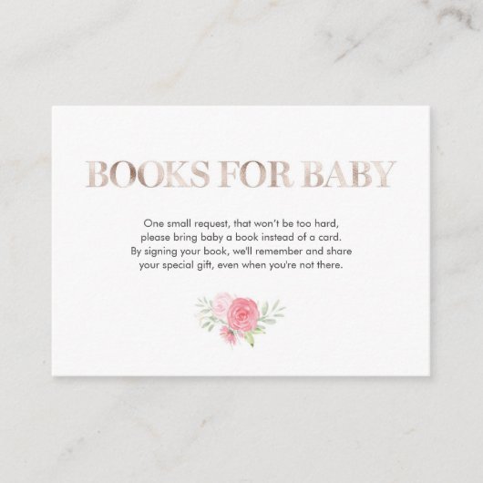 Roos Gold Blush Floral Baby shower Insteekkaart Informatiekaartje (Voorkant)