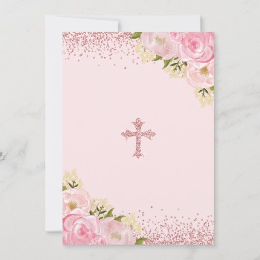 Roos Gold Blush Floral Baptisme Hartelijk dank Kaart (Achterkant)