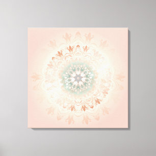 Roos Gold Blush Floral Mandala Canvas Afdruk