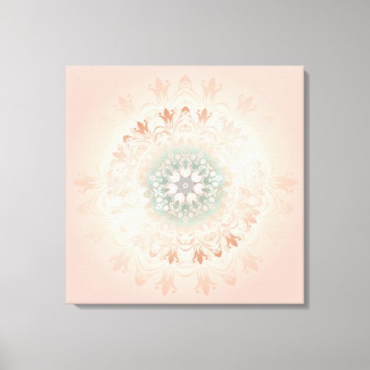 Roos Gold Blush Floral Mandala Canvas Afdruk (Voorkant)