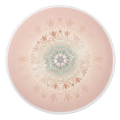 Roos Gold Blush Floral Mandala Keramische Knop (Voorkant)