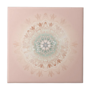 Roos Gold Blush Floral Mandala Tegeltje