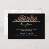Roos Gold Blush Floral Sketch Wedding Informatie Informatiekaartje (Voorkant / Achterkant)