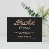 Roos Gold Blush Floral Sketch Wedding Informatie Informatiekaartje (Staand voorkant)