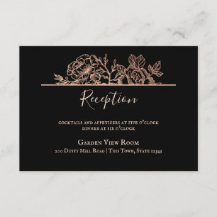 Roos Gold Blush Floral Sketch Wedding Informatie Informatiekaartje