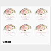 Roos Gold & Blush Flowers Sweet 16 Favor Ronde Sticker (Vel)