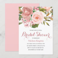 Roos Gold & Blush Flowers Vrijgezellenfeest Uitnod