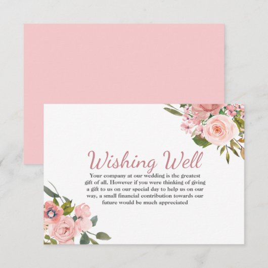 Roos Gold & Blush Flowers Weddenschap goed Informatiekaartje (Voorkant / Achterkant)