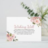 Roos Gold & Blush Flowers Weddenschap goed Informatiekaartje (Staand voorkant)