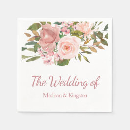 Roos Gold & Blush Flowers Weddenschap Napkin Servet