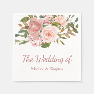 Roos Gold & Blush Flowers Weddenschap Napkin Servet
