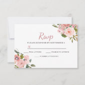 Roos Gold & Blush Flowers Weddenschap RSVP Kaartje (Voorkant)