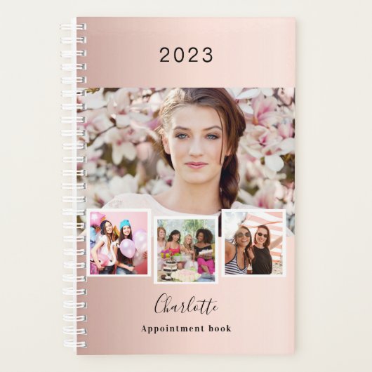 Roos Gold Blush Fotocollage Afspraken 2026 Planner (Voorkant)