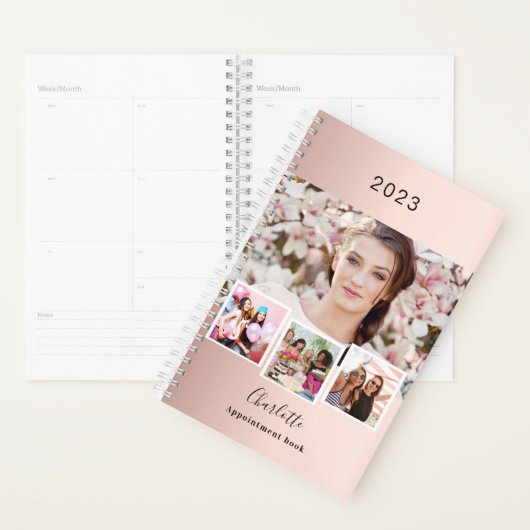 Roos Gold Blush Fotocollage Afspraken 2026 Planner (Display)
