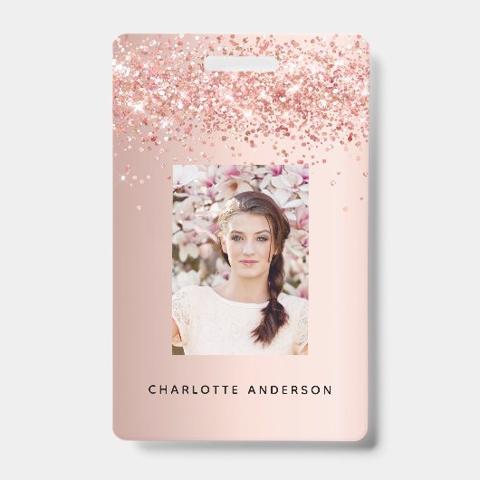 Roos Gold Blush Fotonaam Badge (Voorzijde)