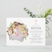 Roos Gold & Blush Geometric Baptism of Christening Kaart (Staand voorkant)