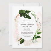 Roos Gold & Blush Geometric Greenery Verloving Kaart (Voorkant)