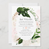 Roos Gold & Blush Geometrisch groen Vleermuis Mitz Kaart (Voorkant)